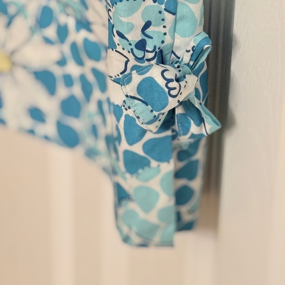 Lilly Pulitzer Aqua & White Floral Casual Sundress - Picture 4 of 12